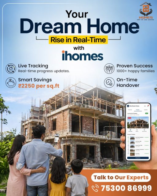 Your dream home, now just a tap away! 📱🏠

Stop wondering, start watching. Total transparency for your dream home.With iHomes by GRB Estates, you can witness your "Dream Home Rise in Real-Time" through our advanced live tracking system. Get real-time progress updates and peace of mind from the foundation to the final handover.

Join over 1,000+ happy families who have trusted our proven success and commitment to on-time delivery.
💰 Smart Savings: Premium living at just ₹2250 per sq.ft.

📞 Talk to our experts today: 7530086999
🌐 https://grbestates.co.in/ihomes/

[GRB Estates, iHomes, Live Tracking, Home Construction, Smart Savings]